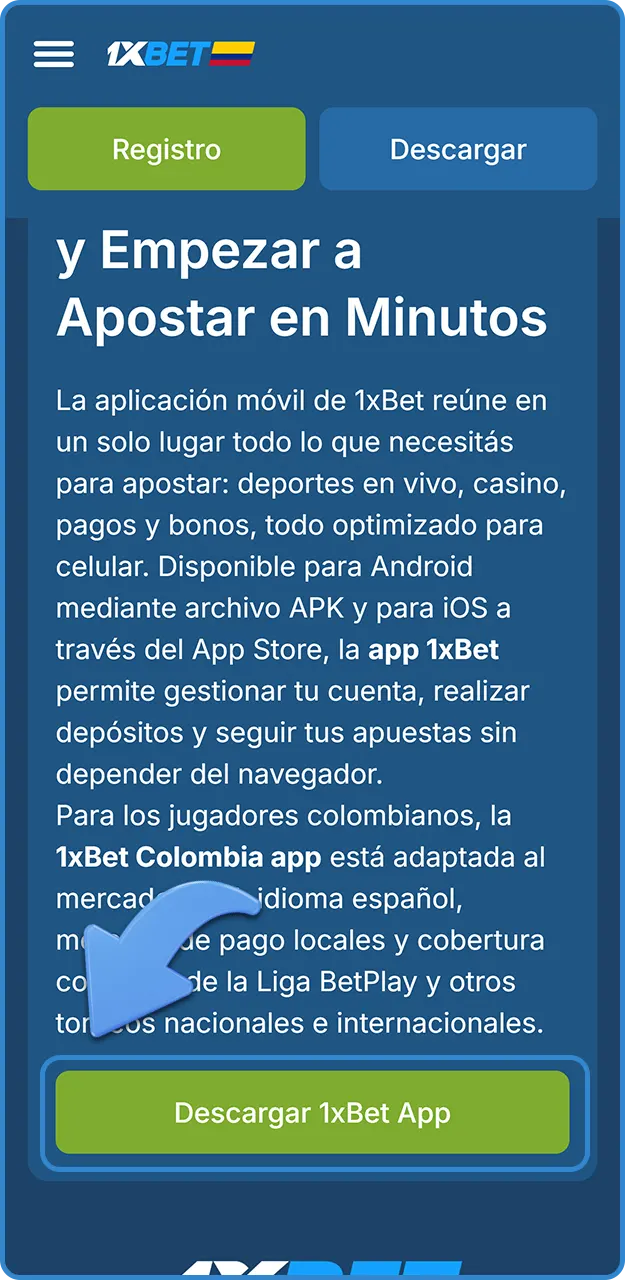 Descarga el archivo APK oficial de 1xBet.