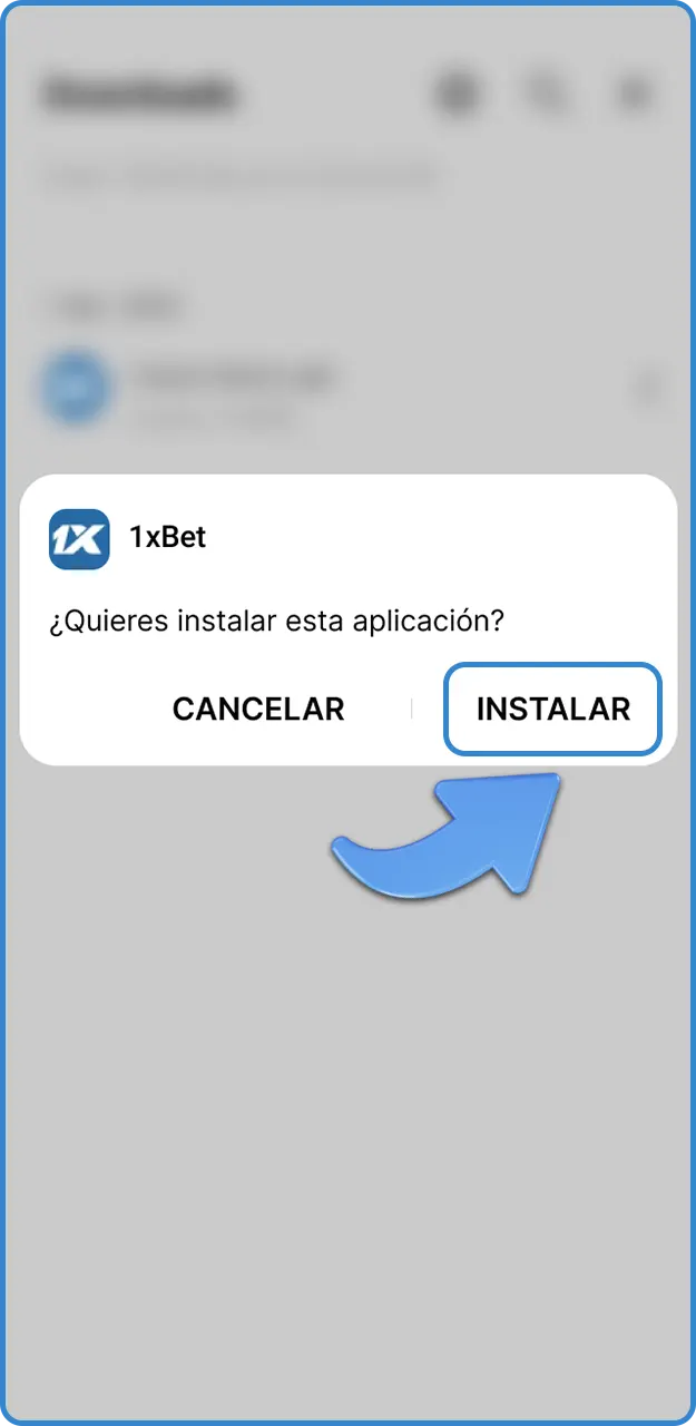 Siga las instrucciones en pantalla para completar la instalación de la app de Android de 1xBet.