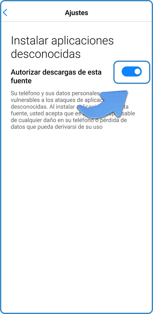 Permite la instalación de la aplicación 1xBet en Android.