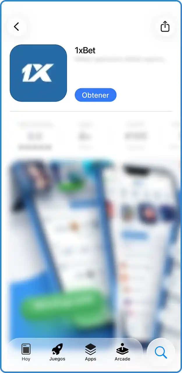 iríjase a la App Store oficial para el acceso de la app de iOS de 1xBet.