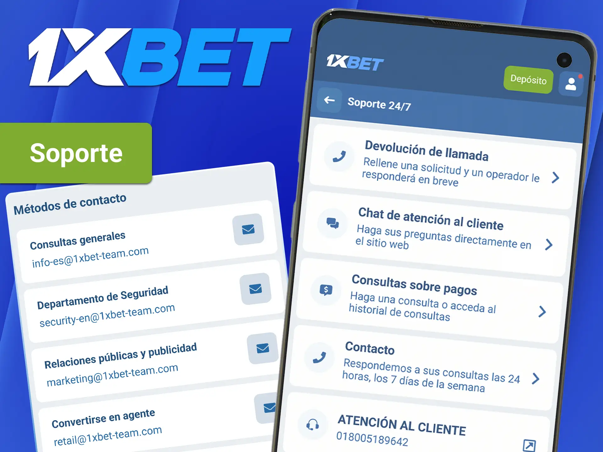 Resuelve tus dudas y ponte en contacto con el servicio de atención al cliente en la aplicación de 1xBet.