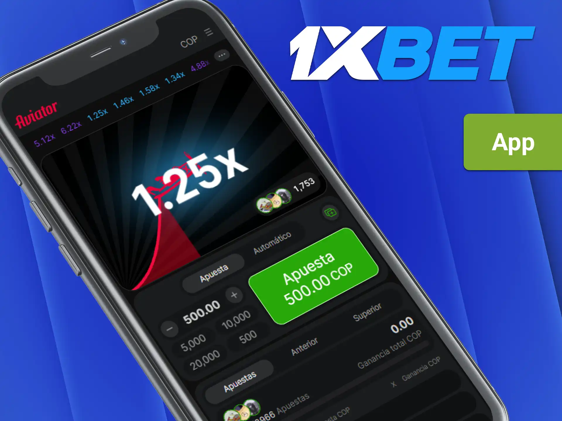 Juega a Aviador desde tu móvil descargando la aplicación de 1xBet.