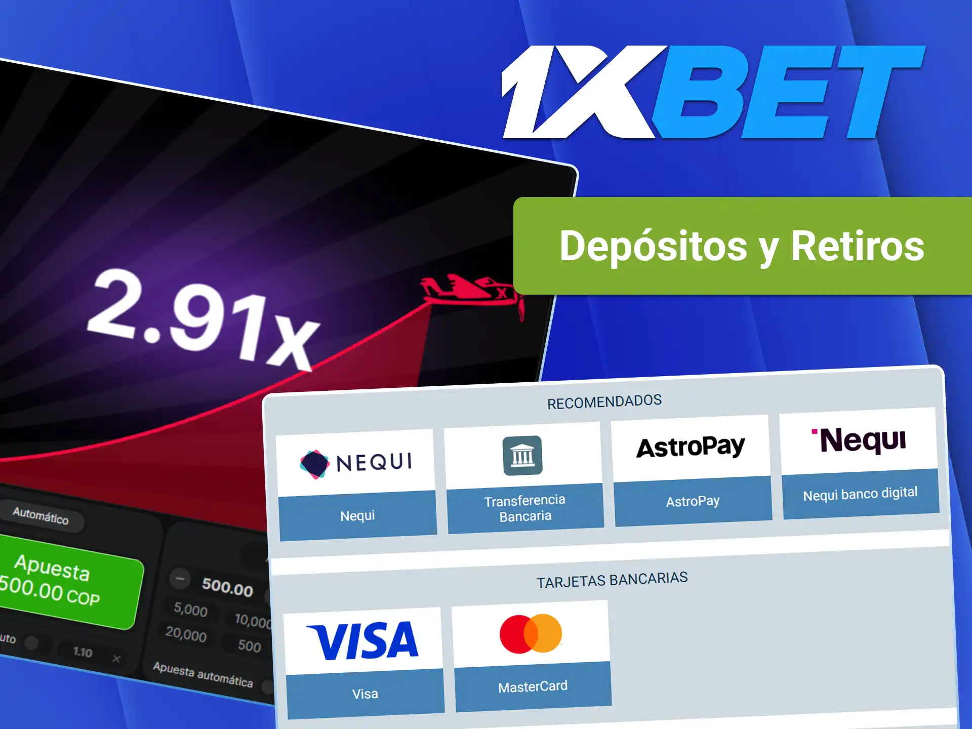 Gestione sus operaciones financieras fácilmente en depósitos y retiros de Aviator en 1xBet.