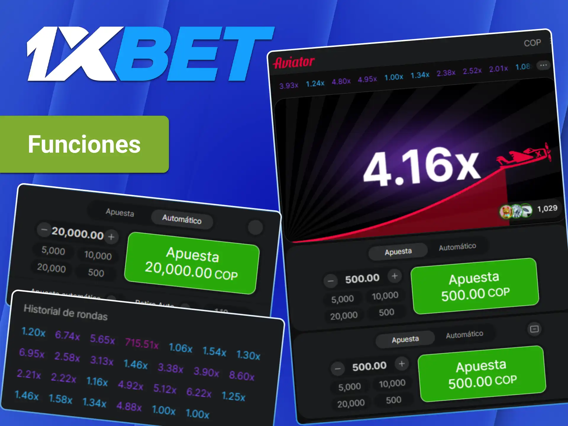 Descubra el retiro automático y las principales funciones de Aviator en 1xBet.