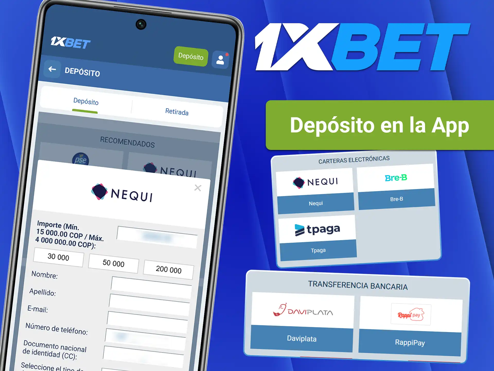 Recarga tu cuenta en la aplicación de 1xBet.