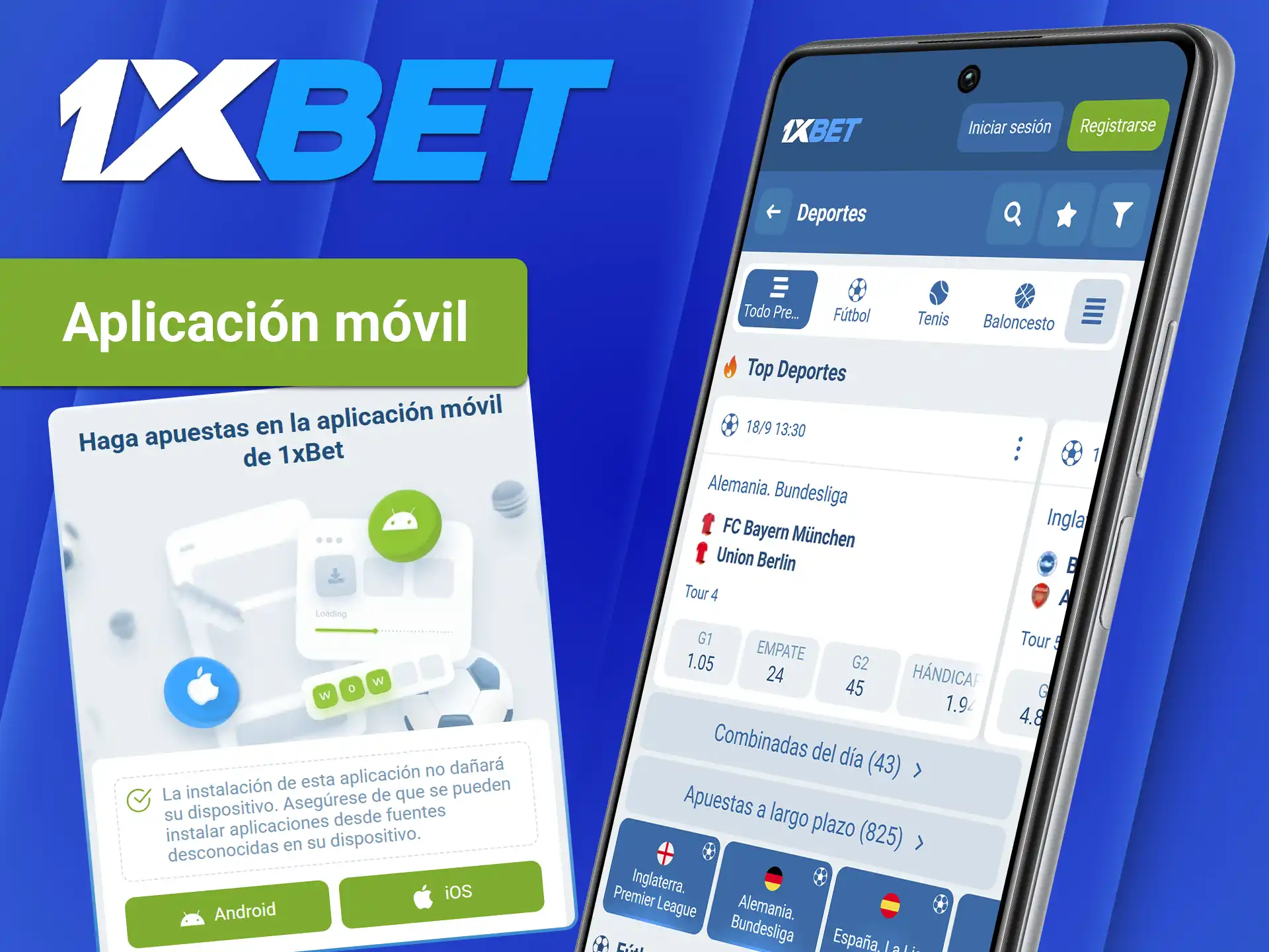 Descarga e instala la aplicación oficial de 1xBet en tu móvil.