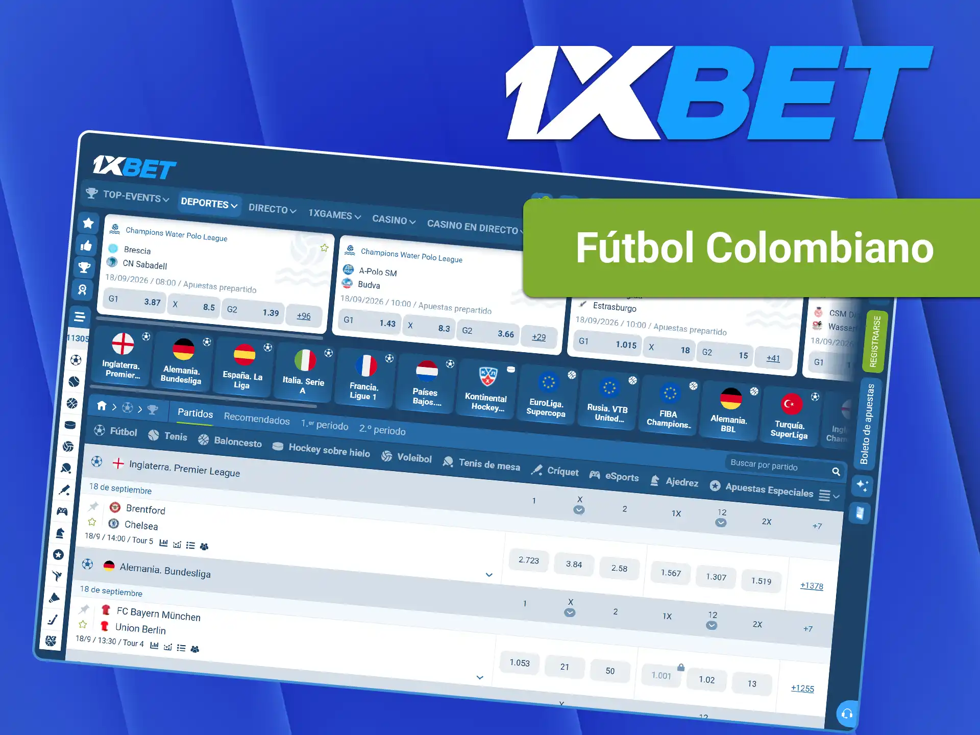 Encuentre las mejores cuotas para los partidos de la Liga BetPlay y del fútbol colombiano en 1xBet.