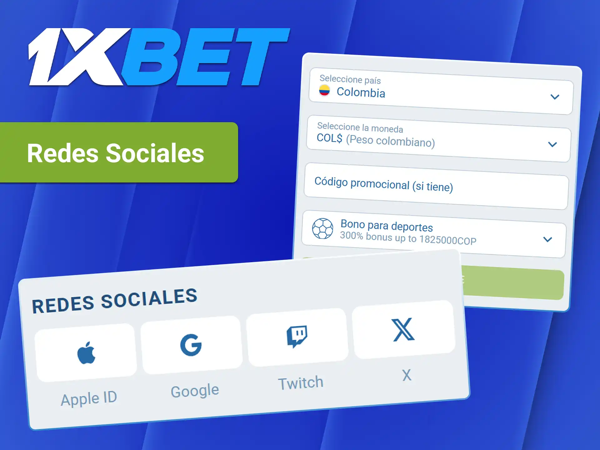 Vincule su cuenta e inicie sesión rápidamente mediante redes sociales en 1xBet.
