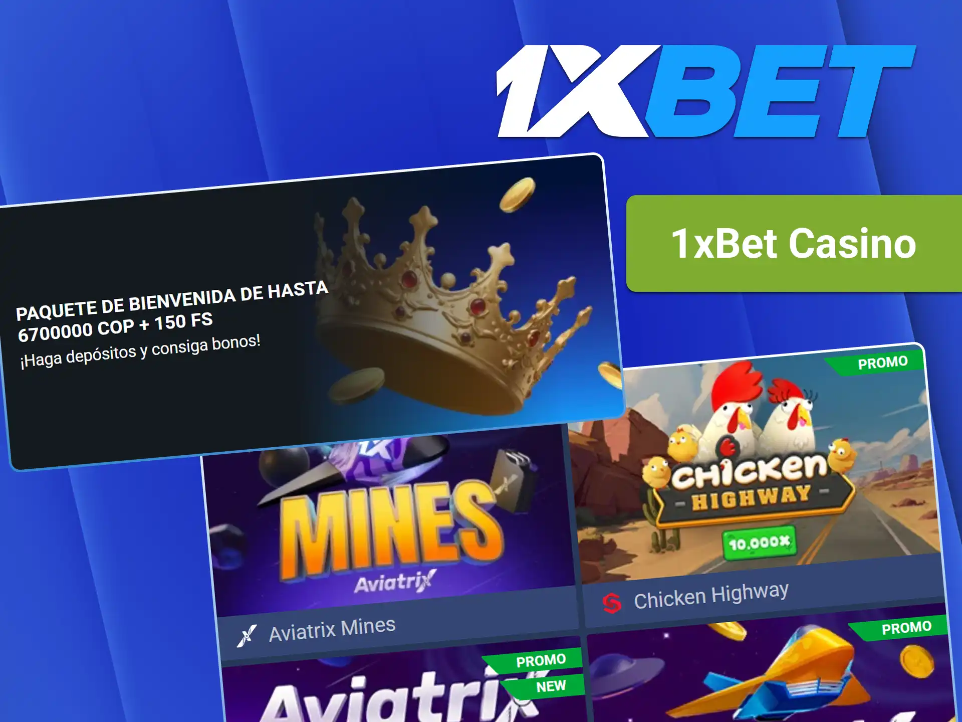 Disfrute de giros gratis y saldo extra participando en las promociones de casino en 1xBet.