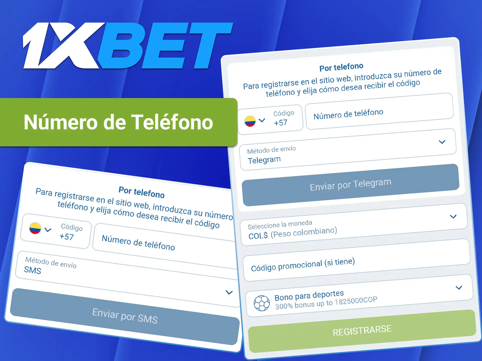 Confirme su usuario ingresando su número de teléfono al registrarse en 1xBet.