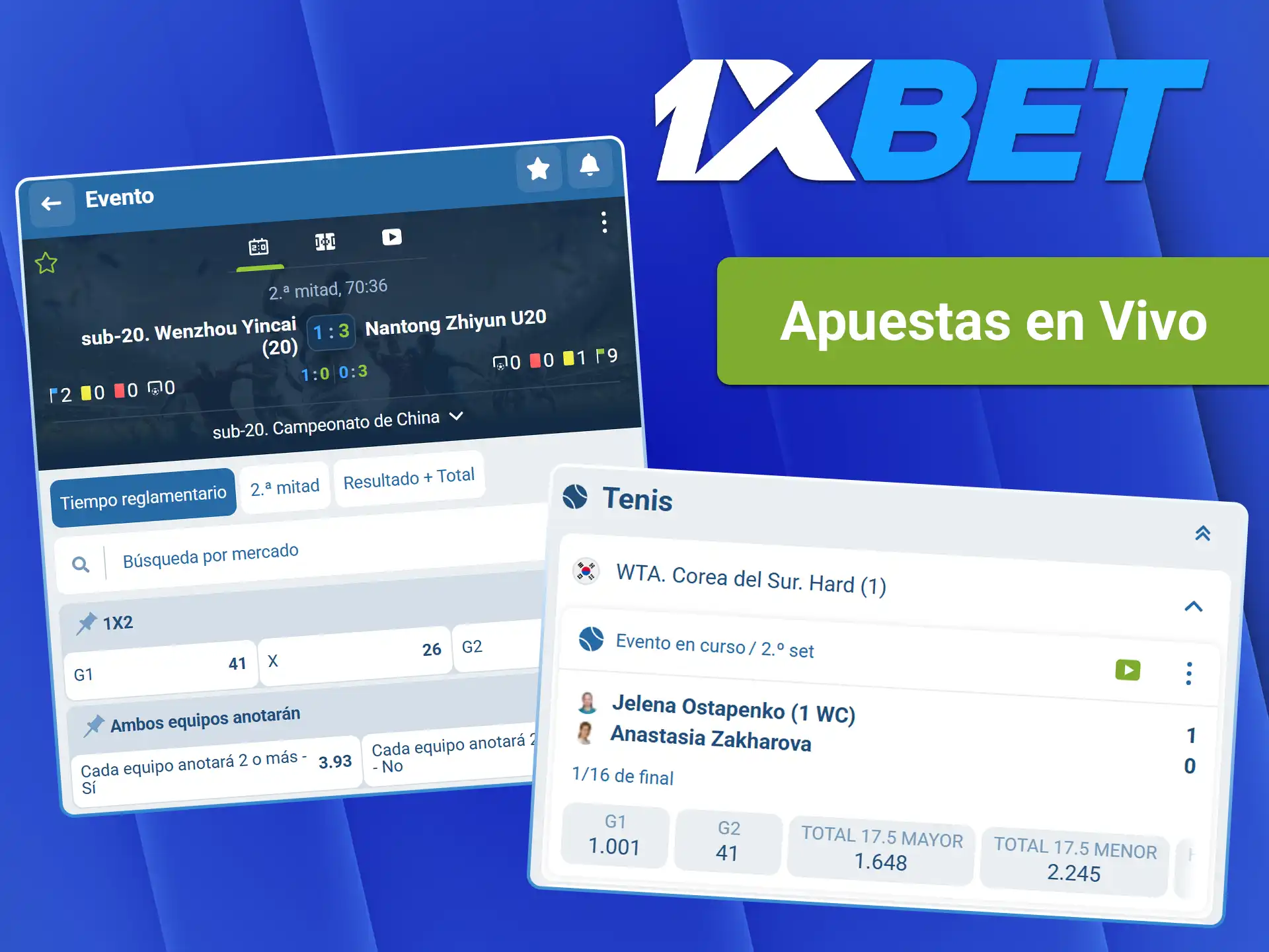 Haz tus apuestas en tiempo real en 1xBet.